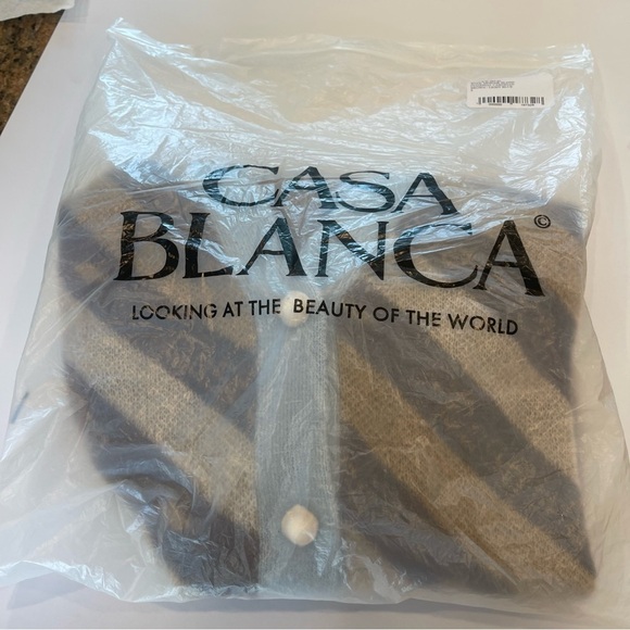 NWT Casablanca Diagonal Logo Cardigan mohair tan knit sweater - Picture 8 of 16